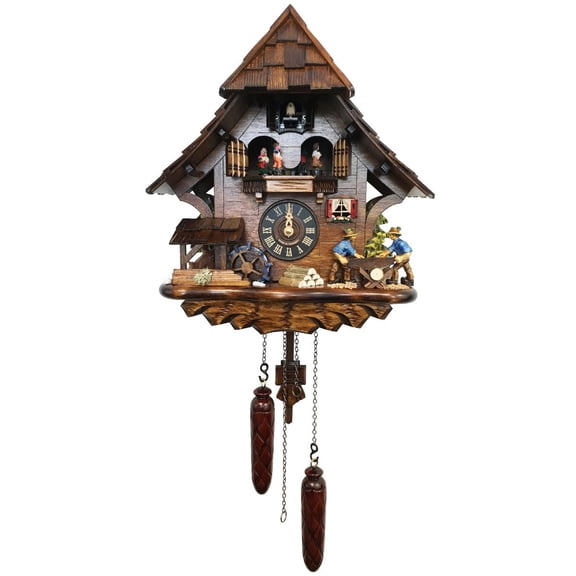 13.5" Engstler Battery-Operated Working Men Full Size Cuckoo Wall Clock