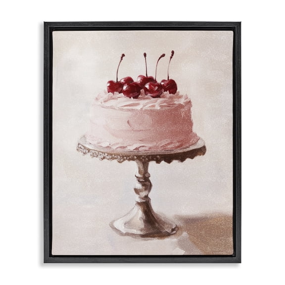 Stupell Industries Transitional Cherry Cake Delight Black Floating Frame Canvas Art, 17 x 21, by Svetlana Aleynikova