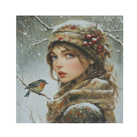 Napkin Satin Napkin 20*20Inchx1 Kitchen Towel Dinner Plate Towel Decorative Towel Napkin Tea Towel Suitable For Kitchen Table A Winter Beauty