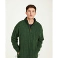 thumbnail image 4 of Aran Woollen Mills Men's Green Relaxed Fit Lined Zip-Up Sweater, Medium, 4 of 7