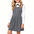 thumbnail image 6 of hotojiny Girls Solid Sleeveless Jumper Dress Button Decorative Pinafore Dress Kids Casual A-Line Tank Dress Back-to-School(Gray,13-14 Years), 6 of 8
