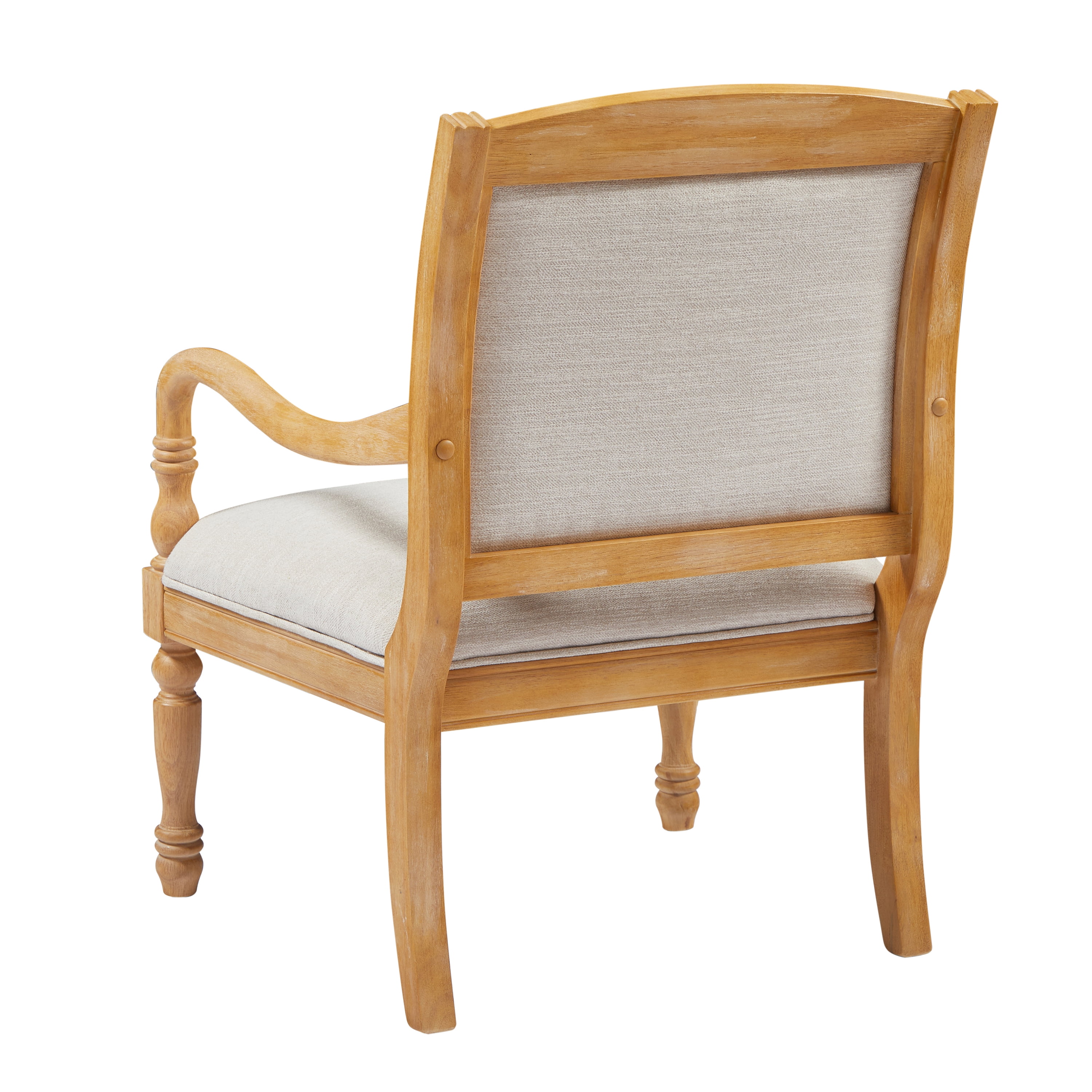 Euroco Mid-Century Modern Accent Chair,Upholstered Armchair with Solid Wood Frame,Comfy Fabric Reading Chair Lounge Chair for Living Room, Bedroom,Natural