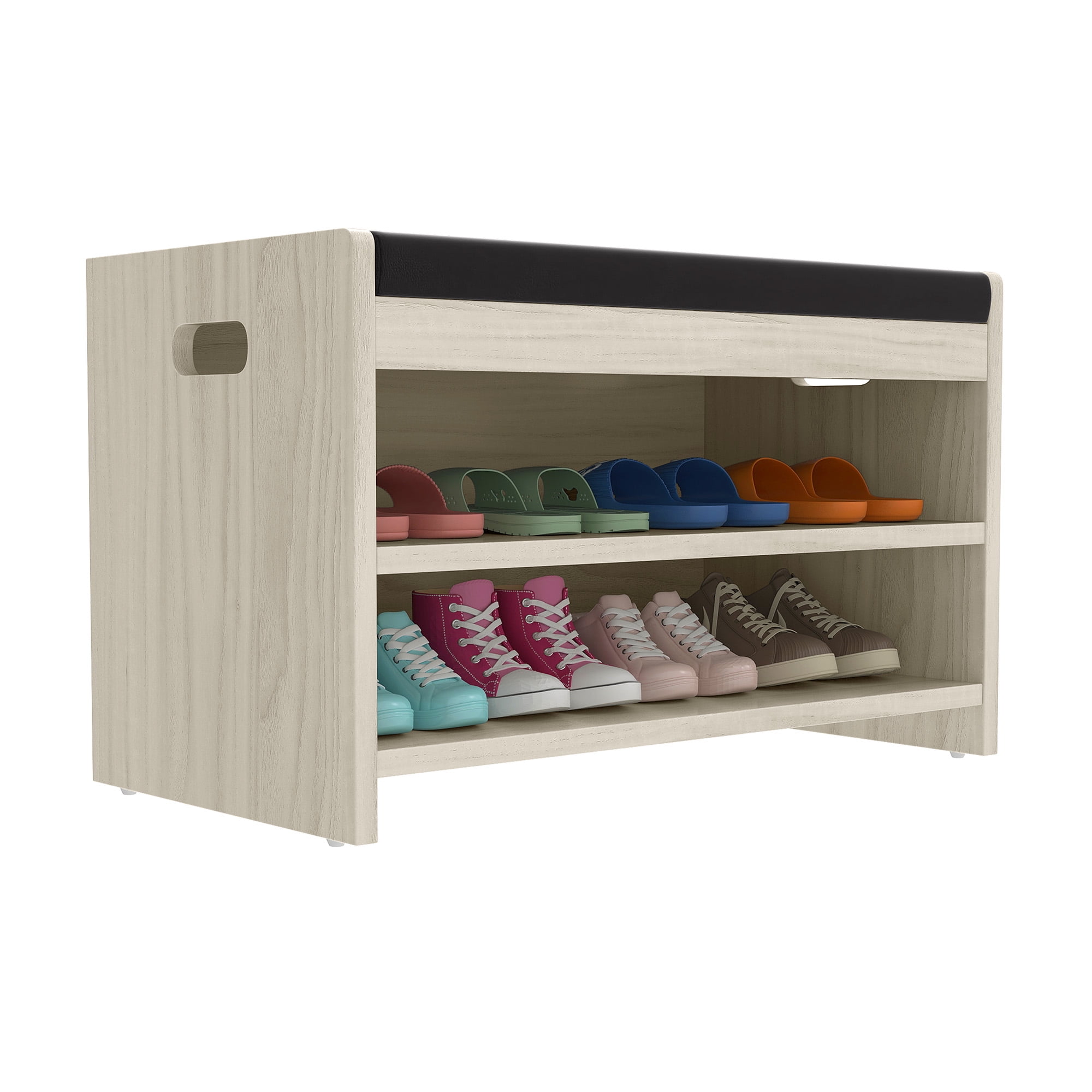Uforic 2-Tier Shoe Bench, Entryway Storage Bench Shoe Rack Organizer Unit , Oak
