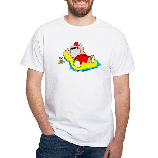 CafePress - Sunbathing Santa White T Shirt - Men's White Classic Cotton T-Shirts