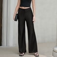 thumbnail image 2 of Levmjia Women's Satin Wide Leg Pants High Waisted Lounge Pants with Pockets Adjustable Drawstring Casual Trousers for Evening, 2 of 9