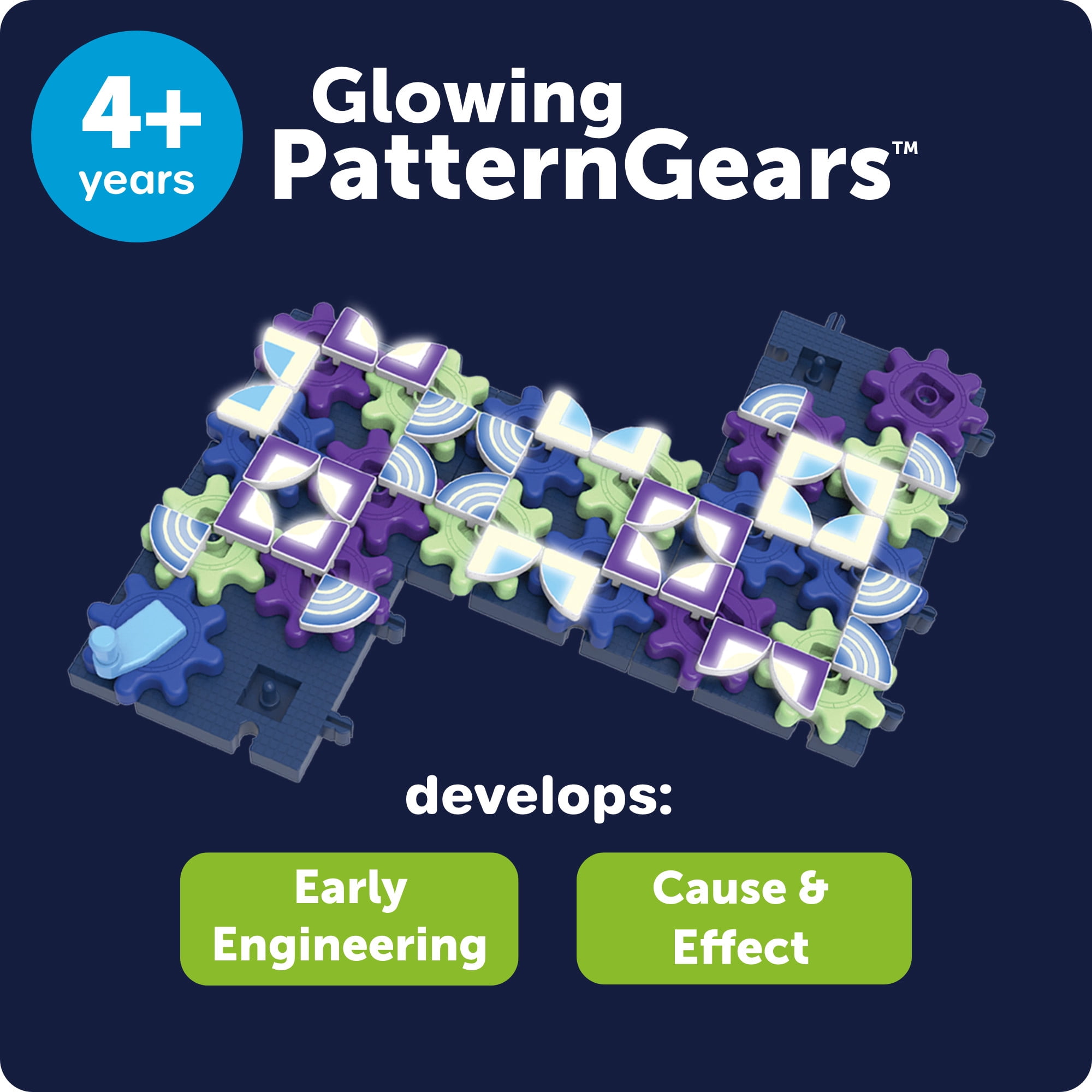 Learning Resources Glowing PatternGears -  Glow In The Dark Building Set,  Ages 4+