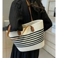 thumbnail image 4 of Summer Beach Bag for Women Stripes Woven Tote Bag Casual Classics Hand Shoulder Bags Hobo Bags with Large Capacity, 4 of 7
