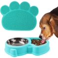 thumbnail image 1 of Gato y perro alimentación lenta doble tazón anti-hinchazón con alfombra antideslizante para gatos y perros pequeños-azul (azul) Feliz Sencillez, 1 of 5
