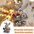 thumbnail image 3 of Sparkling Easter Bunny Ornament with Easter Eggs and Flowers for Spring Festivities, Made of Acrylic, 3 of 9