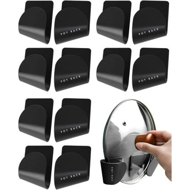 Pot Lid Organizer, 6 Pairs of Adjustable Wall Mount Pot Lid Holder Cabinet Door, Pot and Pan Hangers for Kitchen Wall Mount, Cabinet Door Lid Organizer, Save More Space