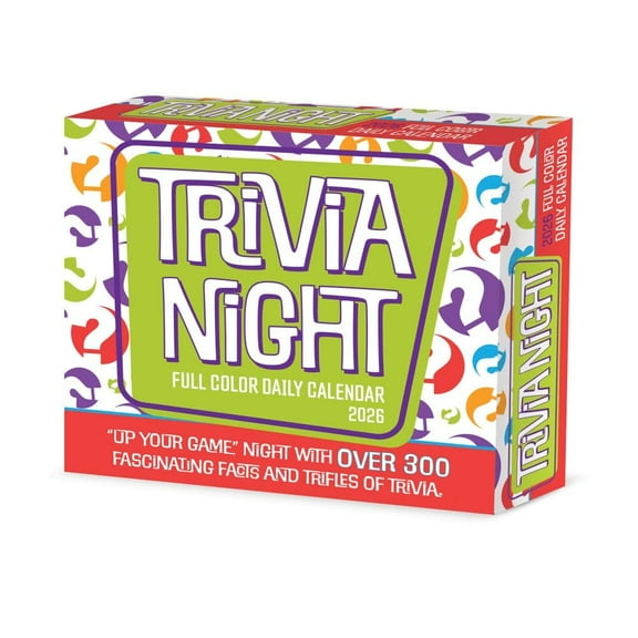 Willow Creek Press, Trivia Night 2026 Desk Calendar, 6.18'' X 5.43'', Daily Calendar with Adhesive Binding