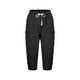 thumbnail image 4 of Pantalones capri con cintura elástica y botones laterales para mujer - Pantalones informales holgados de color liso, 4 of 5