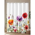 thumbnail image 4 of Pastoral Flowers Shower Curtain, Colorful Plants Floral Leaves Watercolor Waterproof Shower Curtain Set with 12 Hooks Lightweight Washable Fabric Shower Curtains for Bathroom 36x72 Inches, 4 of 6