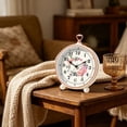 thumbnail image 4 of Vintage Floral Alarm Clock, Silent Non Ticking Small Desk Clock With Handle, For Bedroom, Office And Modern Home Interior Decor, 4 of 6