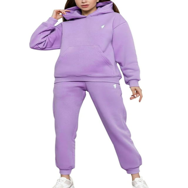 Two Piece Outfit For Women Long Sleeve Pullover With Hooded Long Pants Tracksuit Jogger Set with Pockets