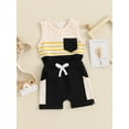 thumbnail image 3 of Bagilaanoe 2pcs Toddler Baby Boy Shorts Set Contrast Colors Sleeveless Tank Tops + Shorts 6M 12M 18M 24M 3T Kids Casual Summer Clothes, 3 of 7