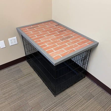 Dog Kennel Crate Topper | Kennel Top Furniture | Dog Crate Wood Tabletop | Dog Kennel Top | Crate Wooden End Table | Dog Kennel Indoor Furniture  Color: Brick  Size: 48  x 30