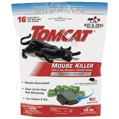 Tomcat Mouse Killer Child and Dog Resistant Refillable Station, 1 Station with 16 Baits