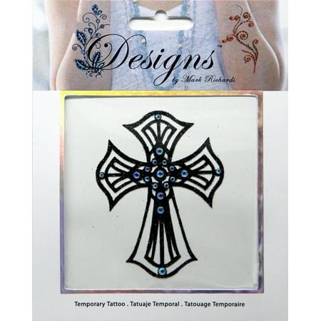 Large Cross Jeweled Temporary Tattoo - Mark (Best Cherry Blossom Tattoos)