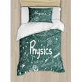 thumbnail image 1 of Doodle Duvet Cover Set Twin Size, Physics Science Education Theme Mathematical Formula Equation on School Board, Decorative 2 Piece Bedding Set with 1 Pillow Sham, Army Green White, by Ambesonne, 1 of 3