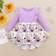 thumbnail image 3 of 12 Months Baby Girls Dress 18 Months Girls Long Sleeve Dress Flower Print Infant Girls Round Neck Floral Dress Purple, 3 of 9
