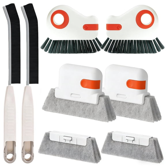 8-Piece Window Sill Cleaner Tool Hard Bristle Crevice Brush Multifunctional Scrub Brush for Home, Bathroom, and Kitchen