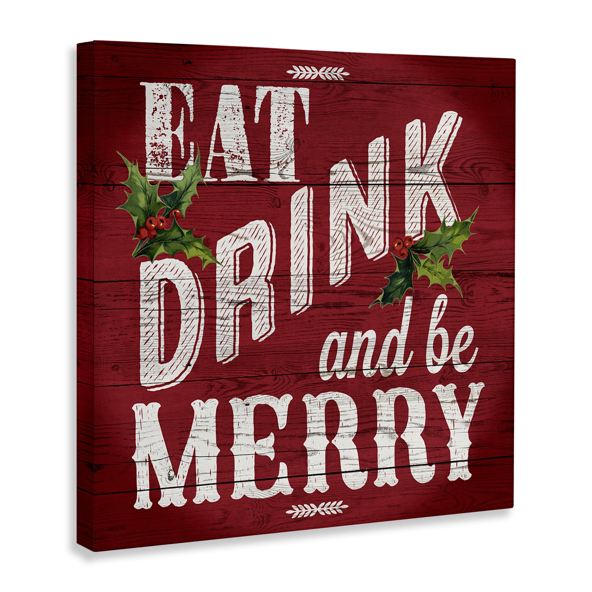 Stupell Industries Vintage Be Merry Holiday Painting Gallery Wrapped Canvas Art Prints Wall Art, 17 x 17