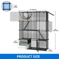 thumbnail image 2 of Dextrus 4-Tier Cat Cage with Litter Box, Indoor Multi-Level Cat House with Platforms & Ramps for 1-3 Small Cats, 41"L x 14"W x 55"H,Black, 2 of 10