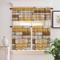 thumbnail image 2 of 3 Piece Kitchen Curtains and Valances Set Brown Yellow Vintage Cafe Curtains 24 Inch Length Retro Farmhouse Elegant Pastoral Valance & Tier Curtain for Living Room Bedroom Window 54"x18"+27"x24"*2, 2 of 6