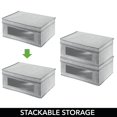 thumbnail image 5 of mDesign Fabric Stackable Slim Storage Organizer Box, 6 Pack - Cream/Dark Brown, 5 of 9