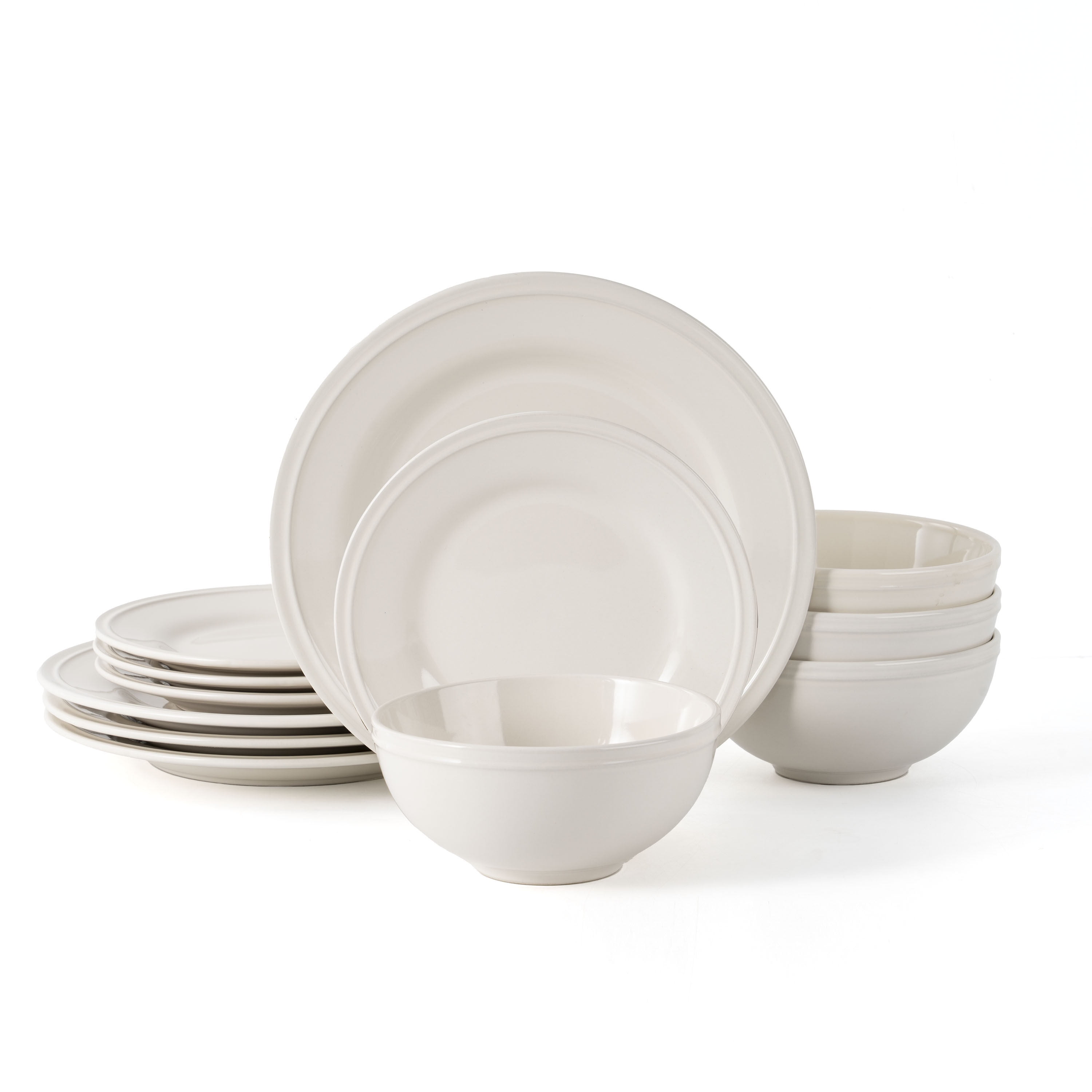 Mainstays Darby Vanilla 12 Piece Stoneware Dinnerware Set