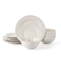 12-Piece Mainstays Darby Stoneware Dinnerware Set (Vanilla Dream) only