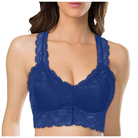 Riforla Women s Plus Size Lingerie Lace Beauty Back Wrap Sexy V Neck Coastless Push up Bra Without Underwire Womens Bras Without Pad_Blue XXL