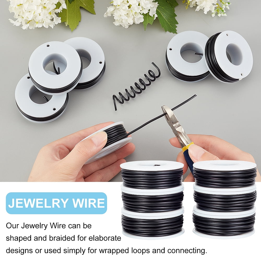 1set Round Aluminum Wire with Iron Side Cutting Pliers Black 12 Gauge 2mm 5.8m/roll 6 rolls