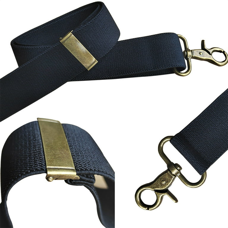Men's Braces with Very Strong 4 Clips Wide Heavy Duty Suspenders X Style  Adjustable Elastic Suspender-Navy Blue 