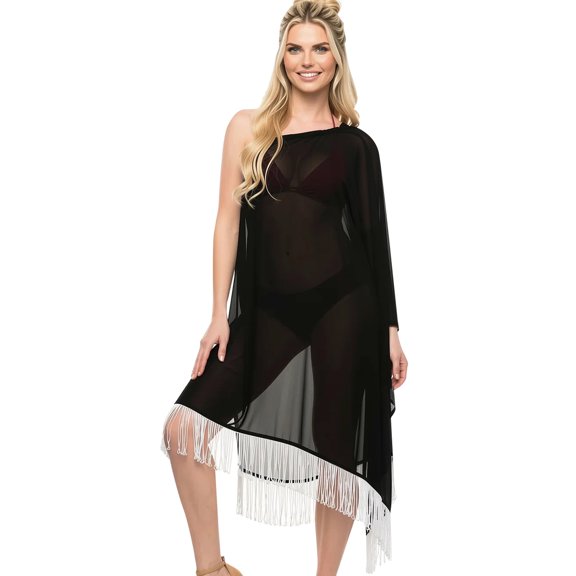 HAPPY BAY Women's Beachwear Swimsuit Coverups for Women Summer Swim Beach Dress Cover ups for Swimwear Women Loose Flowy Bathing Suit 1X-2X Black_AC519