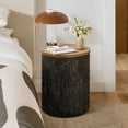 thumbnail image 4 of LuxenHome 20.3" Round Side Table, Iron End Table with Wood Top, Black and Gold Hammered, Small Side Table for Living Room, Bedroom, Couch, 4 of 6