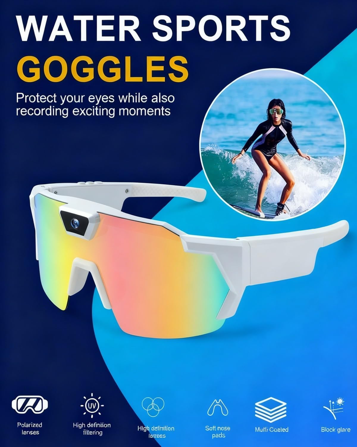 Pov Glasses 4k Baseball with Camera Smart Glass Men Women Sunglasses Cameras and Audio Video Action 2026 Upgrade