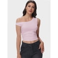 thumbnail image 6 of Women’s One-Shoulder Ruched Crop Top - Casual Off-Shoulder Twist Strap Summer Tank Top, Going Out Shirt, 6 of 6