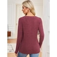 thumbnail image 5 of JYLFC Women Long Sleeve V-Neck Sweatshirts Brushed Tunic Sweaters, Burgundy 2XL, 5 of 7