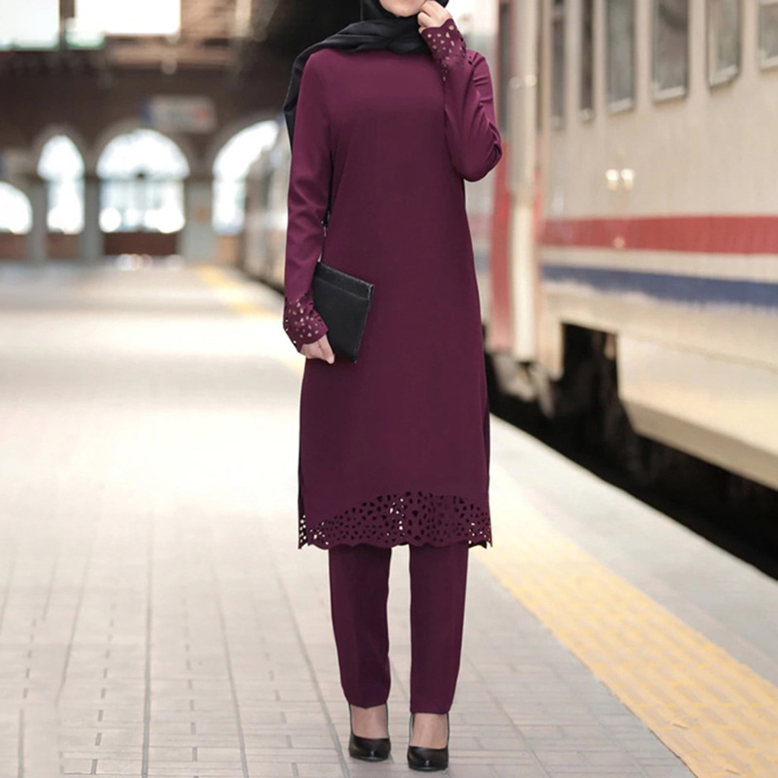 Neinkie Muslim Swimwear for Women Modest Full Cover Swimsuit Long Sleeve Hijab Burkini