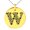 Gold, variant on Stainless Steel Letter W Initial Dotted Monogram Engraved Small Medallion Circle Charm Pendant Necklace