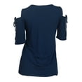 thumbnail image 2 of eVogues Plus Size Cold Shoulder Top With Necklace Detail Navy, 2 of 5