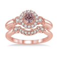 thumbnail image 2 of 1.25 Carat Morganite & Diamond Antique Three Stone Flower Halo Bridal Set in 14k Rose Gold morganite and diamond engagement ring, 2 of 2