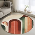 thumbnail image 2 of Abstract Boho Round Rug 4ft Washable Circle Entryway Rugs Non Slip Vintage Minimalist Arch Geometric Red Orange Area Rug Indoor Floor Carpet for Bedroom Kitchen Living Room Office Dining Room Nursery, 2 of 9