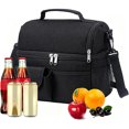 thumbnail image 1 of Lonchera Térmica con Doble Compartimento para Hombres, Mujeres, Bolsa de Almuerzo Reutilizable de Doble Compartimento con Viajes, Picnic, Trabajo, Impermeable y Térmica (BLACK), 1 of 4