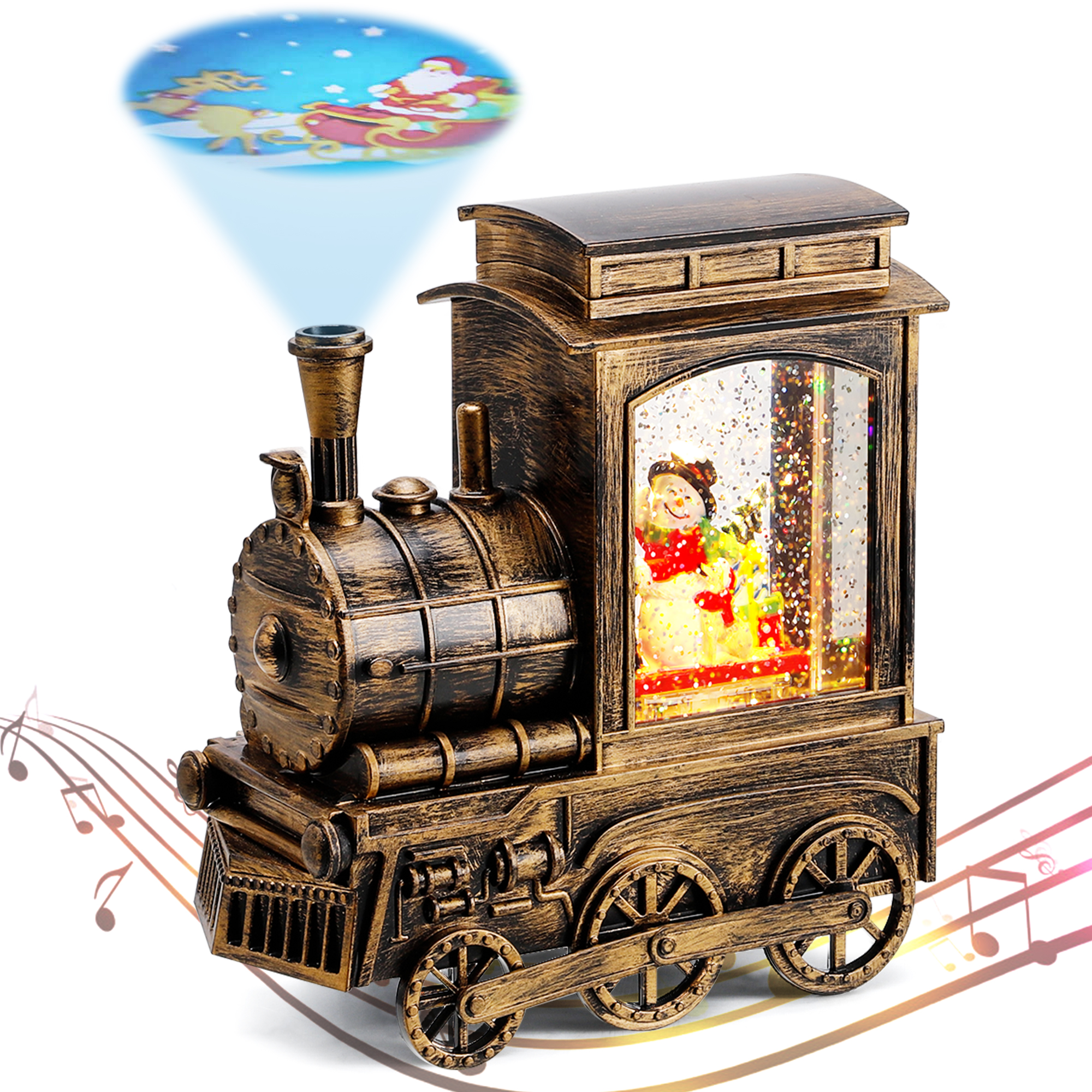 Holiday Express: Musical Water Snow Globe with Children Riding a Train