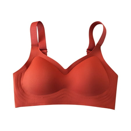 Ploknplq Seamless Bras for Women Push Up Bras Wireless Bras for Women Wide Straps Without Ring Gathered To Collect Side Breasts Tank Top Non Marking Bra Bras for Women Skims Bras for Women Red 3XL