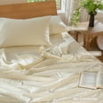 thumbnail image 6 of MooMee 100% Washed Cotton Duvet Cover Set Queen Size Linen Like Textured Breathable Lightweight Soft 3-Piece (Cream White, 90"x90"), 6 of 7
