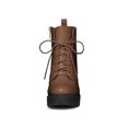 thumbnail image 2 of Unique Bargains Women's Round Toe Block High Heel Lace Up Platform Boots, 2 of 7